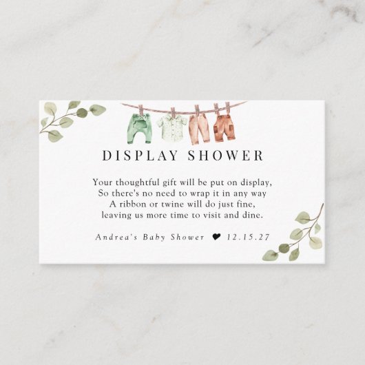 水彩ベビーウェア | Boho Boyディスプレイシャワー エンクロージャーカード (正面)