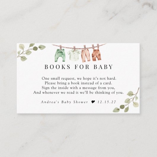 水彩ベビーウェア Boho Boy Books for Bohoベビー エンクロージャーカード (正面)