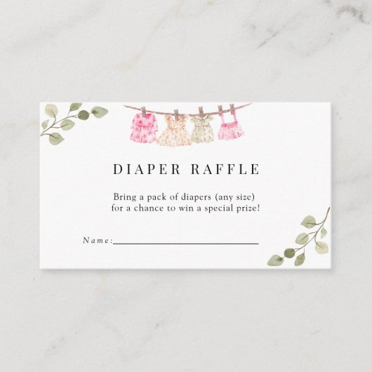 水彩ベビーウェア | Boho Girおむつラッフル エンクロージャーカード (正面)