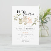 水彩ベビーウェア Boho Girl Baby Shower | Boho Girl 招待状 (スタンド正面)
