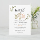 水彩ベビーウェア Boho Girl Baby Shower | Boho Girl 招待状 (スタンド正面)