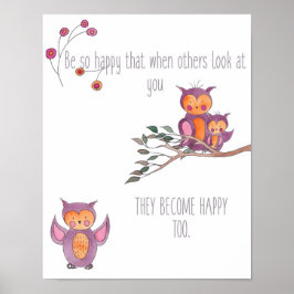 水彩ベビーオウル ぬいぐらむ 壁アート ポスター