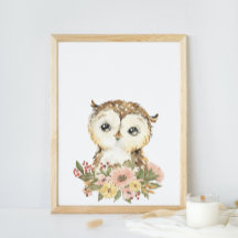 水彩ベビーオウル ぬりえポスター