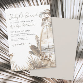 水彩ベビーオンボードビーチベビーシャワー 招待状