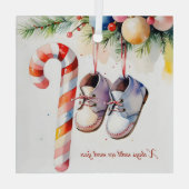 水彩ベビーカウントダウンクリスマス妊娠 ガラスオーナメント (裏面)