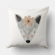 水彩ベビーガーリーム動物ホワイトグレー子供部屋