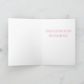 水彩ベビーガールのキャリッジおめでとうピンク カード (内部)