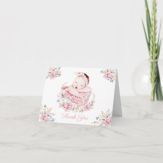 水彩ベビーガールサンキューカード サンキューカード (正面)