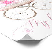 水彩ベビーガールベビーカー生まれたばかりの子供部屋 ポスター (角)