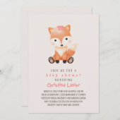 水彩ベビーキツネかわいいお洒落ベビーガール 招待状 (正面/裏面)