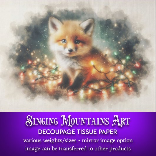 水彩ベビーキツネクリスマスライトデカップージ 薄葉紙