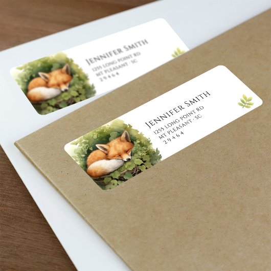 水彩ベビーキツネベビーシャワー住所 シール