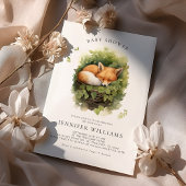 水彩ベビーキツネベビーシャワー招待状