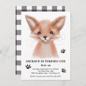 水彩ベビーキツネ誕生日パーティー 招待状 (正面/裏面)