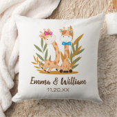 水彩ベビーキラフェサファリツインズ誕生日 クッション (ブランケット)