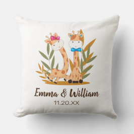 水彩ベビーキラフェサファリツインズ誕生日 クッション