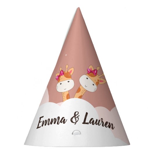 水彩ベビーキラフェサファリツインズ誕生日 パーティーハット (左)