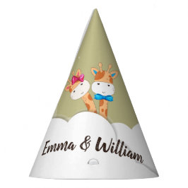 水彩ベビーキラフェサファリツインズ誕生日 パーティーハット