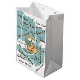 水彩ベビーキラフェサファリツインズ誕生日 ミディアムペーパーバッグ