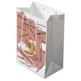 水彩ベビーキラフェサファリツインズ誕生日 ミディアムペーパーバッグ