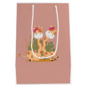 水彩ベビーキラフェサファリツインズ誕生日 ミディアムペーパーバッグ (裏面)