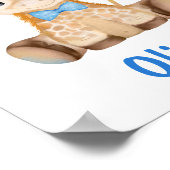 水彩ベビーキラフェブルーボーイ子供部屋ポスター ポスター (角)