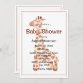 水彩ベビーキリンシンプルベイビーシャワー 招待状 (正面/裏面)