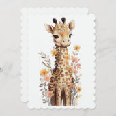 水彩ベビーキリン赤ちゃんシャワー 招待状 (正面/裏面)