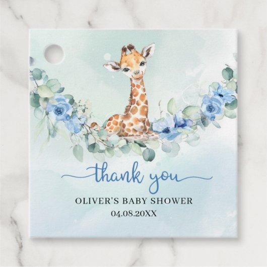 水彩ベビーキリン青花メッセージカード フェイバータグ (正面)