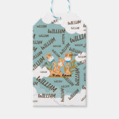 水彩ベビーキリン、サファリアニマルズ誕生日 ギフトタグ (正面)