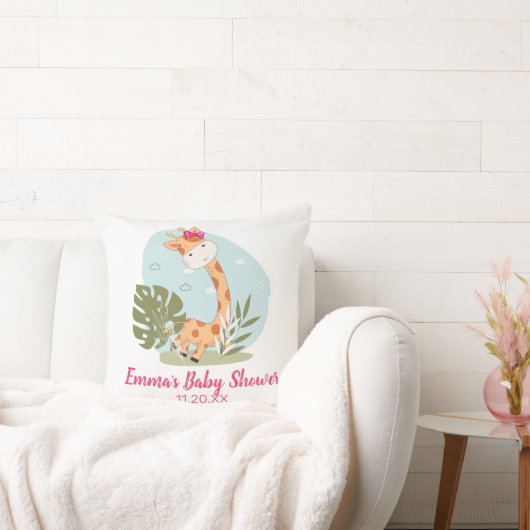 水彩ベビーキリン、サファリアニマルズ誕生日 クッション (ソファ)