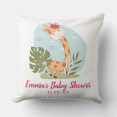 水彩ベビーキリン、サファリアニマルズ誕生日 クッション (正面)