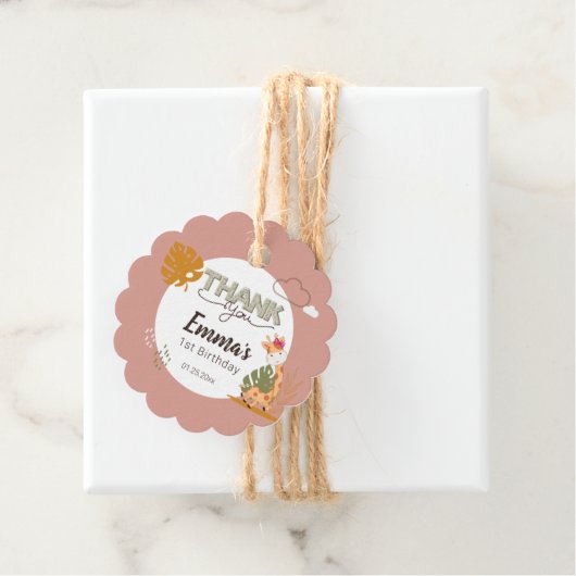 水彩ベビーキリン、サファリアニマルズ誕生日 フェイバータグ (インサイチュ)