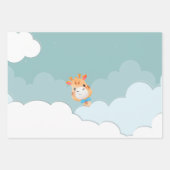 水彩ベビーキリン、サファリアニマルズ誕生日 ラッピングペーパーシート (正面2)