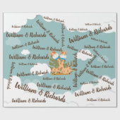 水彩ベビーキリン、サファリツイン誕生日 ラッピングペーパー (フラット)