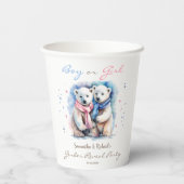 水彩ベビークマ冬のジェンダーがパーティーを明かす 紙コップ (裏面)