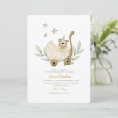 水彩ベビークマ植物花赤ちゃんシャワー 招待状 (スタンド正面)