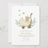 水彩ベビークマ植物花赤ちゃんシャワー 招待状 (正面)