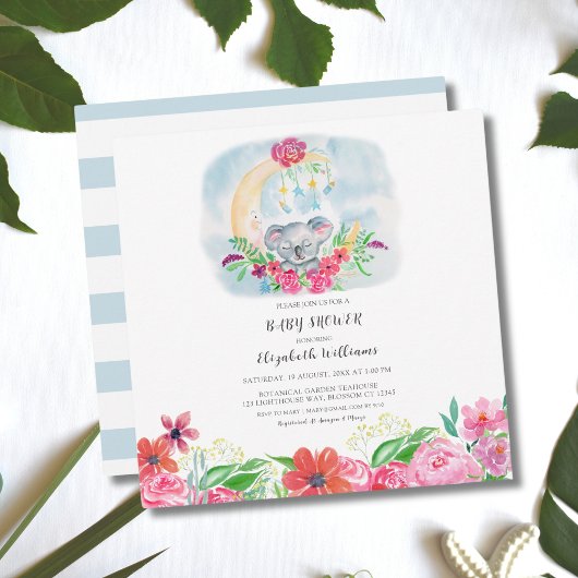 水彩ベビーコアラウィズムーン招待状 招待状