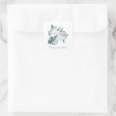 水彩ベビーサイ誕生日サンキュー スクエアシール (バッグ)