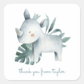 水彩ベビーサイ誕生日サンキュー スクエアシール (正面)