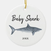 水彩ベビーシャークパーソナライズされたドゥー セラミックオーナメント (正面)
