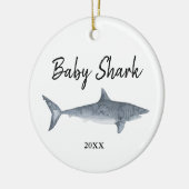 水彩ベビーシャークパーソナライズされたドゥー セラミックオーナメント (左)
