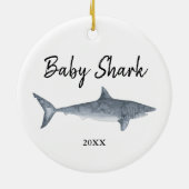 水彩ベビーシャークパーソナライズされたドゥー セラミックオーナメント (裏面)