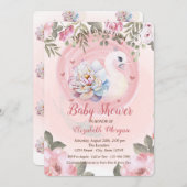 水彩ベビースワンフローラベビーシャワー 招待状 (正面/裏面)