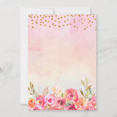 水彩ベビーゾウと花1歳の誕生日 招待状 (裏面)