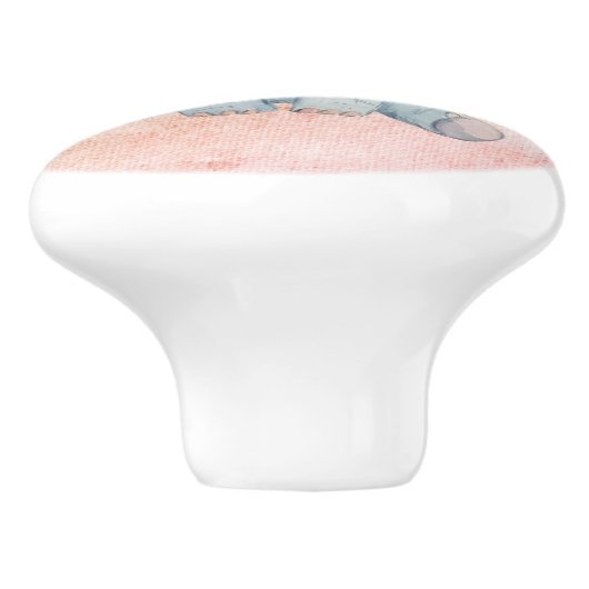 水彩ベビーゾウ模様 セラミックノブ (側面)