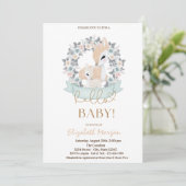 水彩ベビーデアーズフラワードットベビーシャワー 招待状 (スタンド正面)