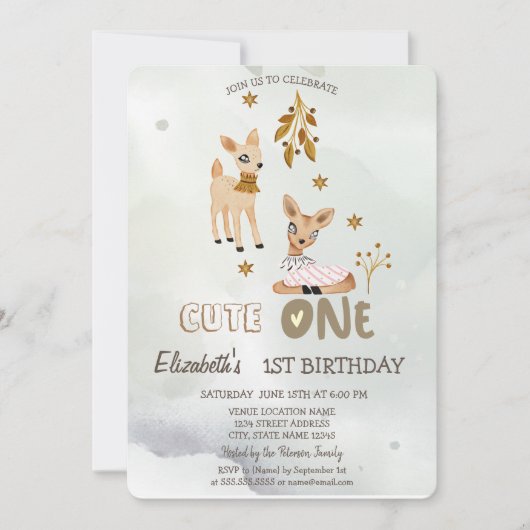 水彩ベビーディアグリーン1招待状 招待状 (正面)