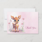 水彩ベビーディアピンクフラワーズサンキューカード サンキューカード (正面)